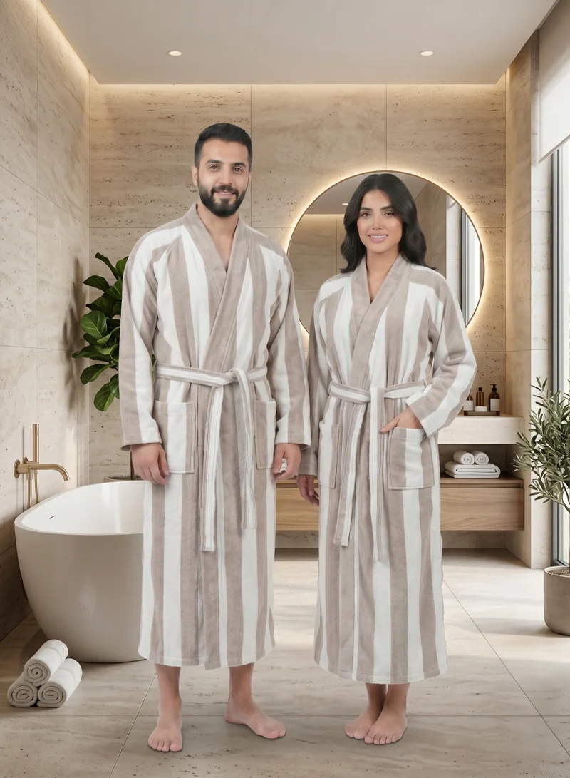 دوناتيلا 1 قطعة رداء حمام مخطط للجنسين مقاس XL - 100% قطن | ياقة كيمونو، عالي الامتصاص، سريع الجفاف، رداء سبا ناعم مع حزام وجيوب - 380 جي إس إم، للاستخدام اليومي