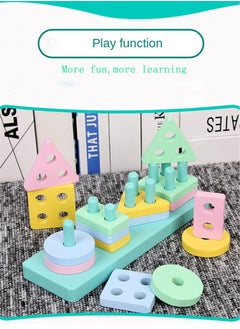 Haidue Montessori Toys for 1 2 3+ Year Old Toddlers  Educational Toys for 1 2 3 + Year Old Girls Boys ,Wooden Stacking Toys for Toddlers 1-3  Shape Sorter Toy,Color Sorting Toy  Learning Toy  - Image 2