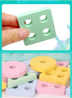 Haidue Montessori Toys for 1 2 3+ Year Old Toddlers  Educational Toys for 1 2 3 + Year Old Girls Boys ,Wooden Stacking Toys for Toddlers 1-3  Shape Sorter Toy,Color Sorting Toy  Learning Toy  - Image 5
