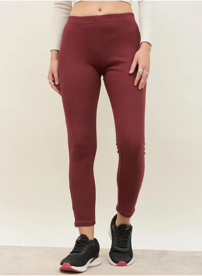 ستايلي Styli Pointelle Ribbed Ankle Length Leggings