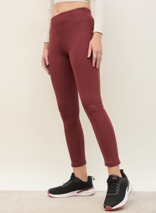 Styli Styli Pointelle Ribbed Ankle Length Leggings  - Image 3