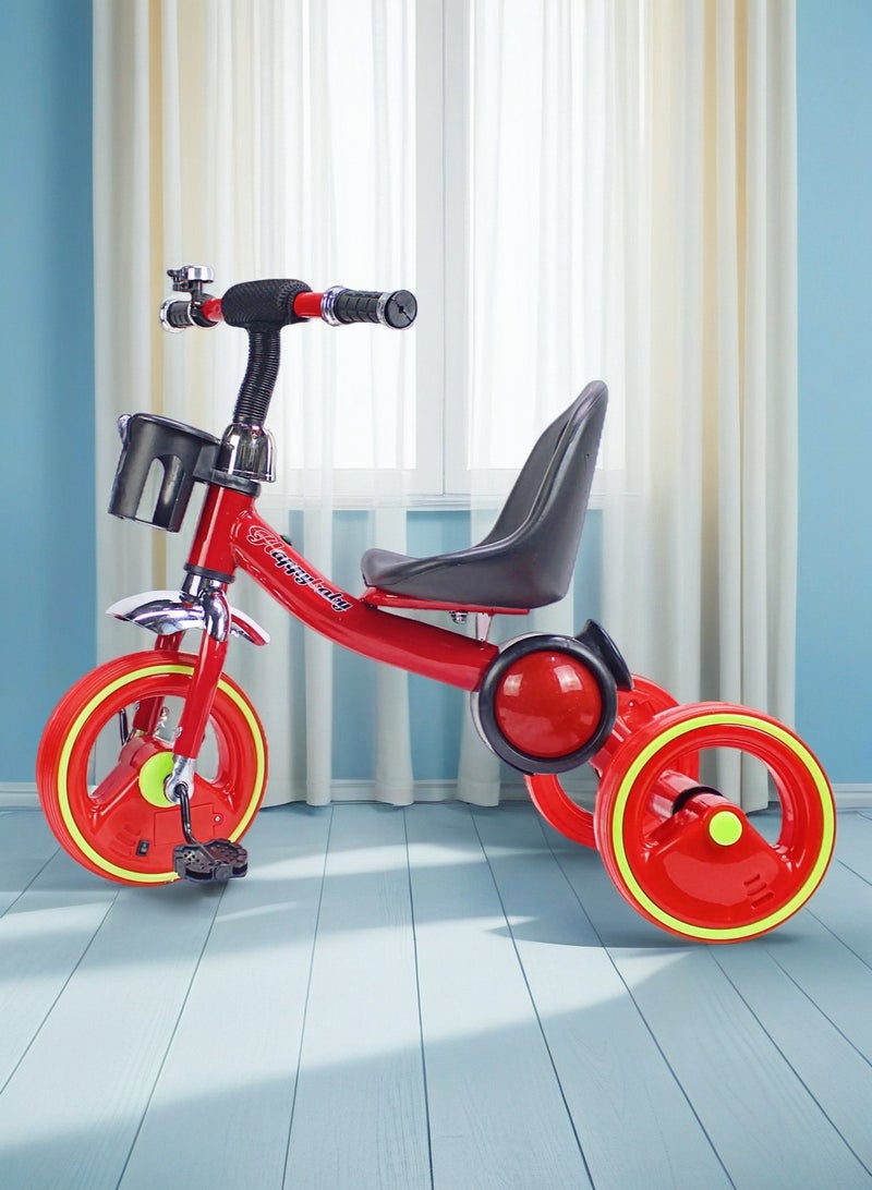 EASY FUTURE   Kids Baby Tricycle with Light & Music Ride-On Toy Bicycle with Storage Basket (Blue/Red/Pink Options) - Image 5