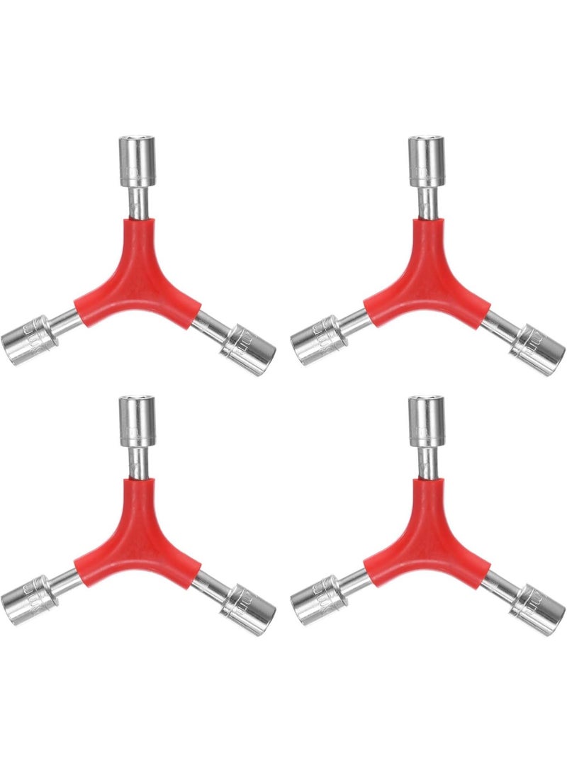 GGOOT 4pcs Y-Shaped 3 Way Wrench 8mm 9mm 10mm Y-Type Inner Hexagon Spanner Chrome Plating Portable Bike Torque Spanner Y Socket Wrench for Bicycle Cycling Repair Hardware Tools, Red  - Image 1