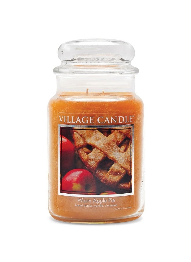 Village Candle - Warm Apple Pie Large Glass Apothecary Jar Scented Candle 21.25 Oz Brown - Image 1
