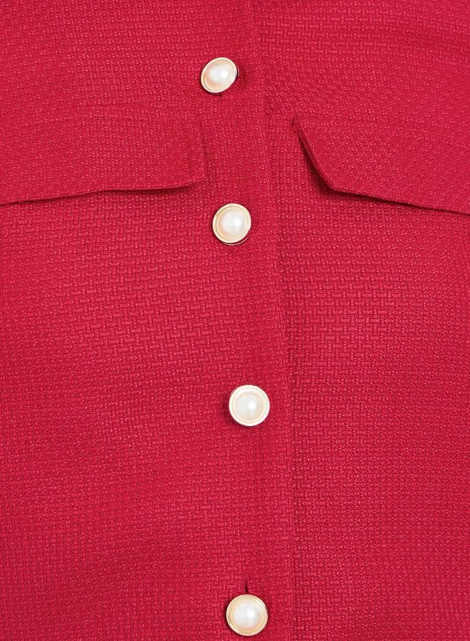 Take Two Solid Button Front Long Sleeve Jacket