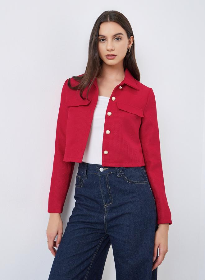 Take Two Solid Button Front Long Sleeve Jacket - Image 1