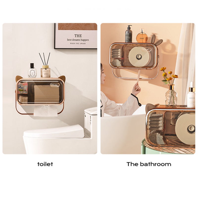 Toilet Paper Dispenser Gold Type 1 Waterproof Sealed Design - Humanized Handle & Top Shelf Tissue Dispenser for Bathroom, Kitchen & Flat Surface Mounted Use - Image 3