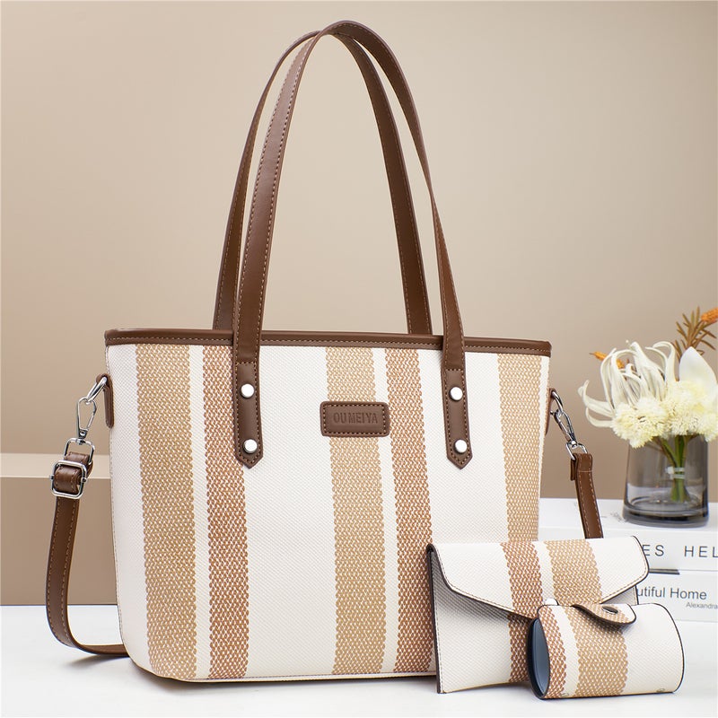 New Women'S Bag Contrast Color Stitching Large Capacity Light Luxury Atmospheric Mother Bag Crossbody Commuter Handbag For Women - Image 3