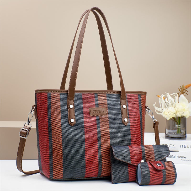 New Women'S Bag Contrast Color Stitching Large Capacity Light Luxury Atmospheric Mother Bag Crossbody Commuter Handbag For Women - Image 5