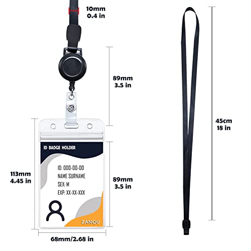 ZANQU Retractable Lanyard with ID Badge Holders, Detachable Neck Strap and Retractable Badge Reel, 2 Wear Modes Design (Black 2 Pack) - Image 4