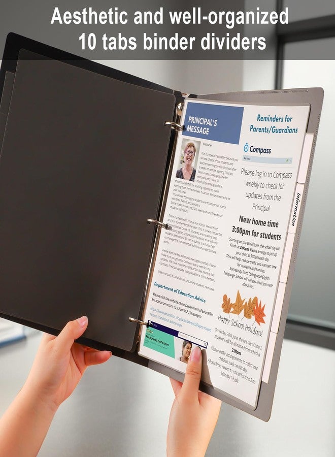 HABGP 3 Ring Binder Dividers with 5-Tabs, 2 Pack 5 Binder Dividers, Letter Size Write & Erase Plastic Index Binder Black, 1/5 Cut, Sheet Protectors, 3 Hole Punch, Total 10 Dividers - Image 5