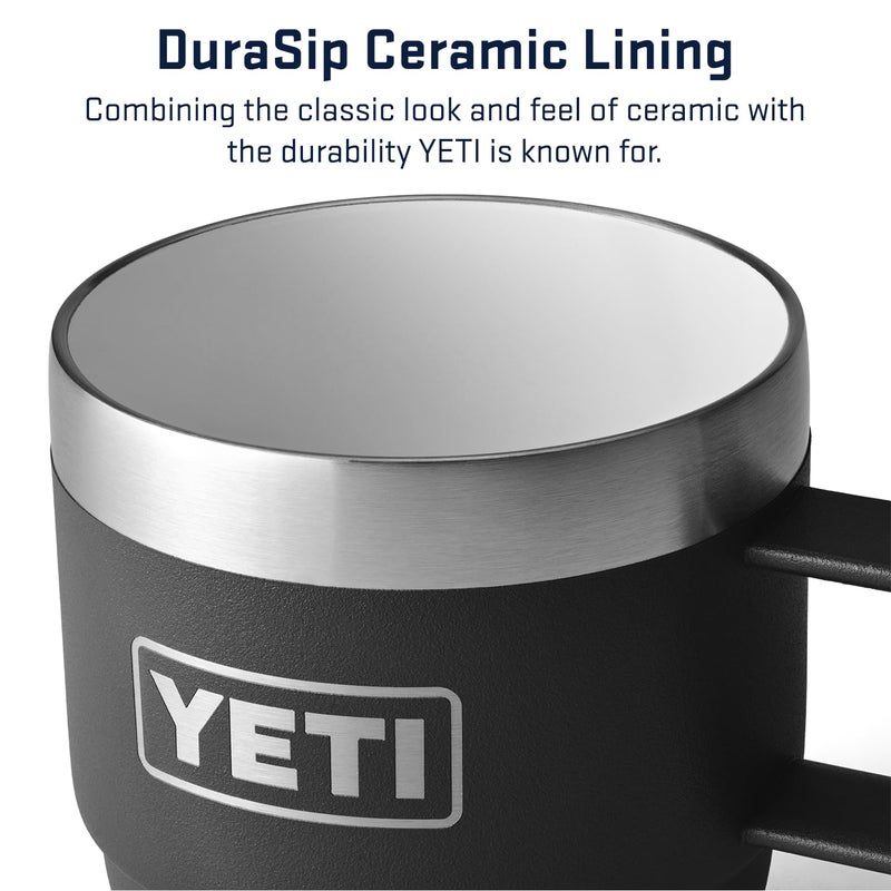 YETI كوب ييتي رامبلر سعة 6 أونصات قابل للتكديس، فولاذ مقاوم للصدأ، معزول بالفراغ، كوب إسبريسو/قهوة، عبوة من 2، أسود - Image 3