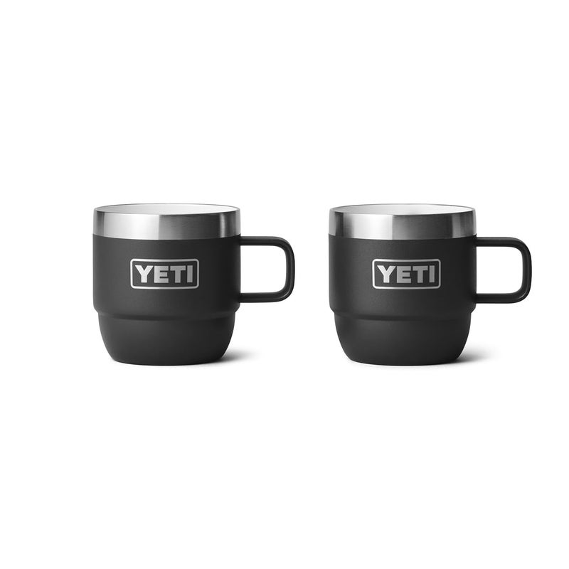 YETI كوب ييتي رامبلر سعة 6 أونصات قابل للتكديس، فولاذ مقاوم للصدأ، معزول بالفراغ، كوب إسبريسو/قهوة، عبوة من 2، أسود - Image 1