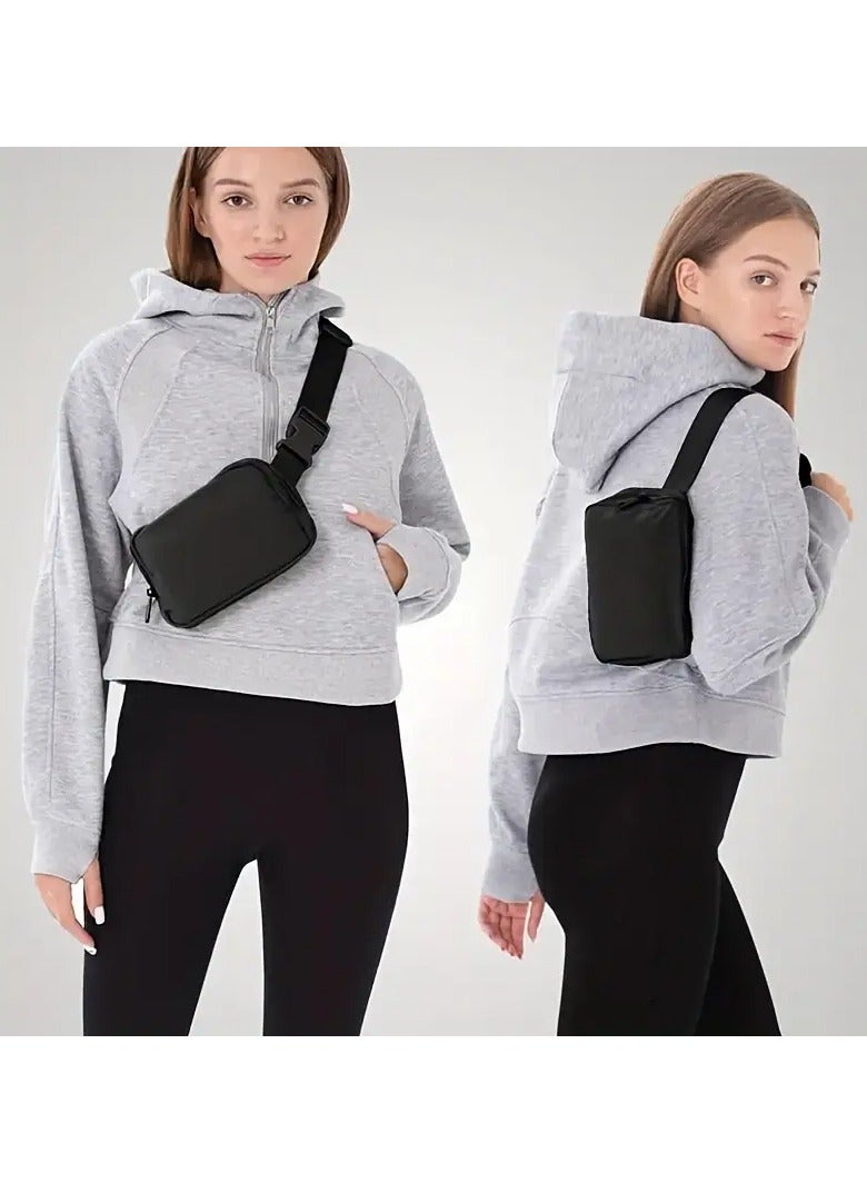 Goolsky حقيبة خصر صغيرة سوداء متعددة الاستخدامات بحزام قابل للتعديل - نايلون متين، مثالية للرياضات الخارجية والسفر، هدية مثالية للنساء، محايدة، حقيبة خصر - Image 4