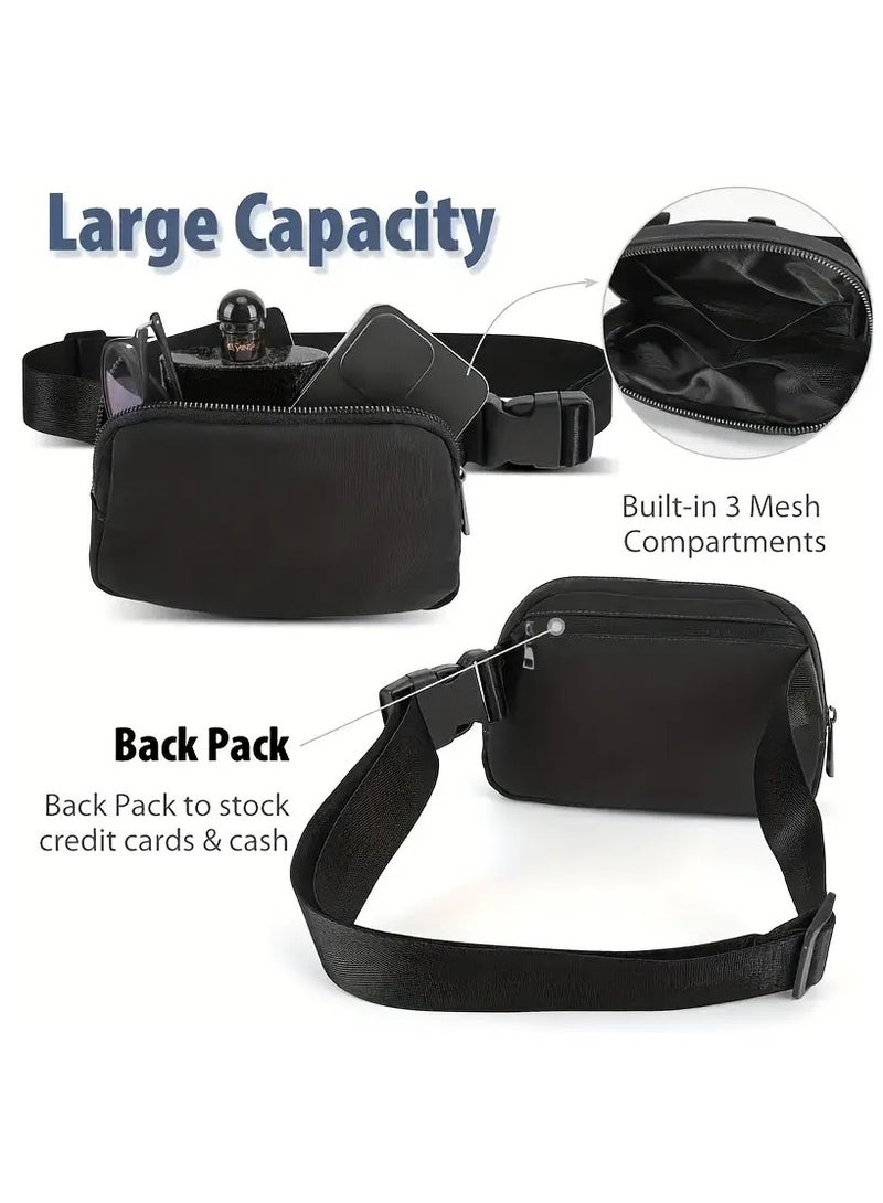 Goolsky حقيبة خصر صغيرة سوداء متعددة الاستخدامات بحزام قابل للتعديل - نايلون متين، مثالية للرياضات الخارجية والسفر، هدية مثالية للنساء، محايدة، حقيبة خصر - Image 5