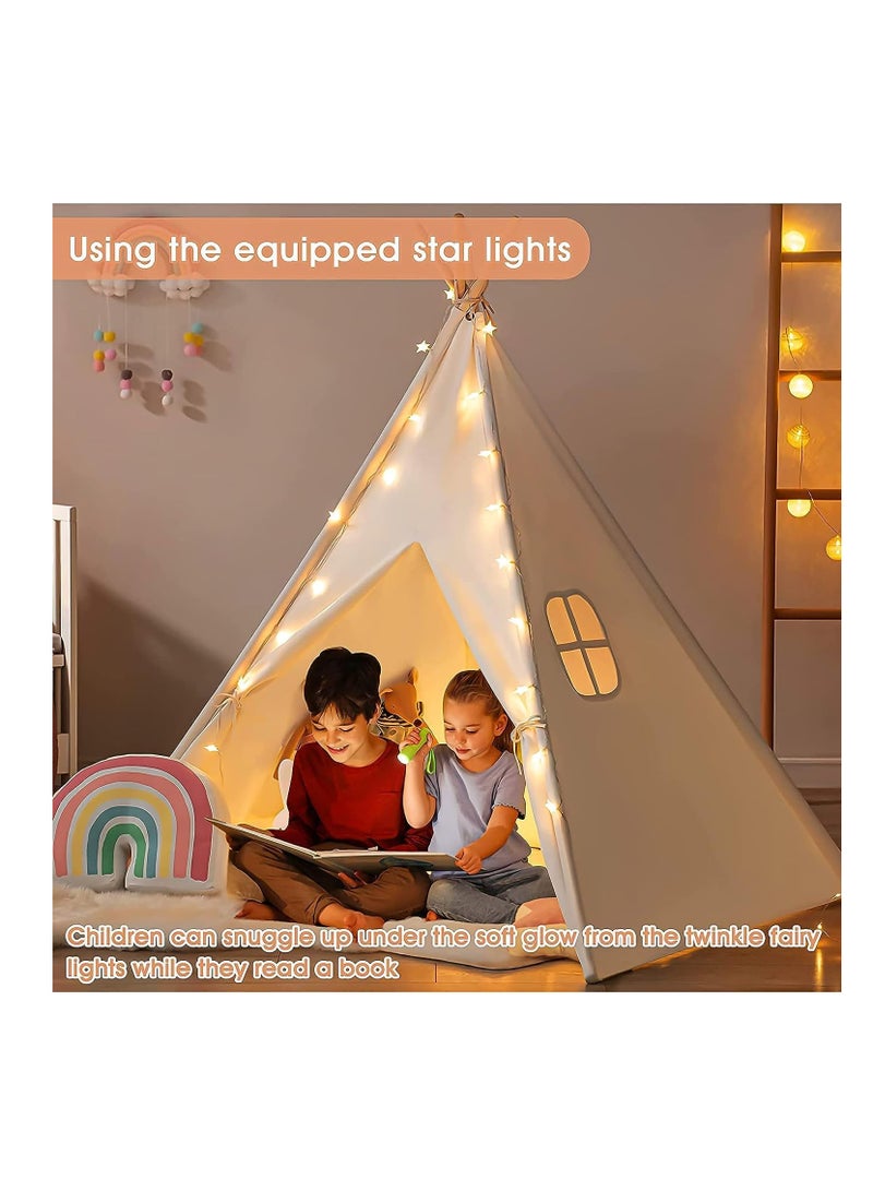 بلومنغ تايم خيمة تيبي من القماش مع أضواء نجوم، ممتعة للاستخدام الداخلي والخارجي لجميع الأعمار - Image 4