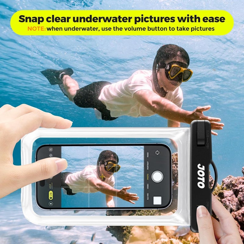 JOTO 2 Pack Waterproof Phone Pouch Case Up to 7", IPX8 Underwater Phone Case Cellphone Dry Bag for iPhone 17/Air 16 15 14 13 12 Pro Max Xs Max XR X 8 7 6S Plus SE/Galaxy S24 S23 S22 S21 -Black & Clear - Image 3