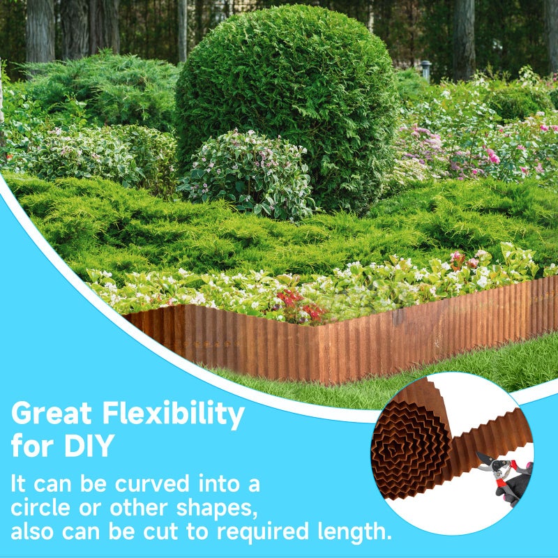 MTART Metal Garden Edging for Landscaping, Sturdy Corrugated Edging Border for DIY Flower Bed, Lawn and Landscape Edging (Rusty, 6"Ã—40Ft) - Image 4