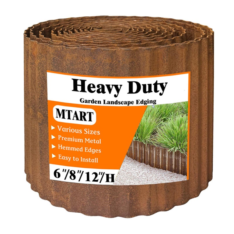 MTART Metal Garden Edging for Landscaping, Sturdy Corrugated Edging Border for DIY Flower Bed, Lawn and Landscape Edging (Rusty, 6"Ã—40Ft) - Image 1