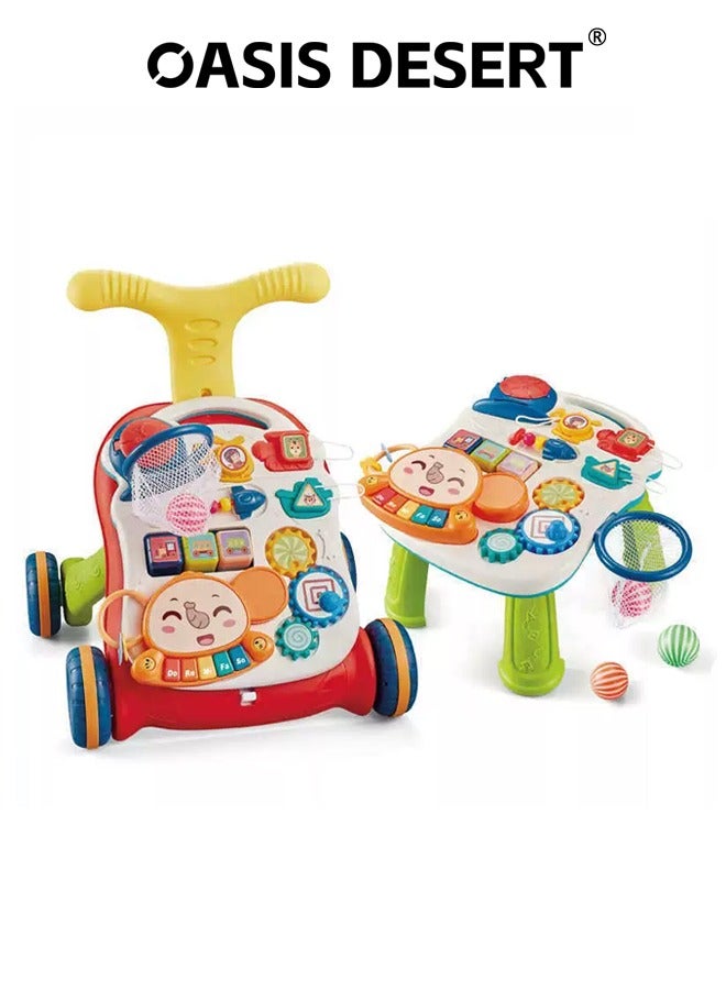 صحراء الواحة 2 في 1 مشاية متعددة الوظائف جالسة عمودية التعليم المبكر مركز نشاط الأطفال التعلم المشاية المتنقلة لعبة تعلم الموسيقى اللعب - Image 1