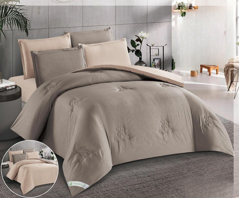 This 6-piece microfiber double bed set adds warm softness and luxurious details to your bedroom