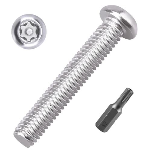 EASTLO M6-1.0 x 40mm Button Head Security Torx Machine Screws 30 PCS, 304 Stainless Steel 18-8, Tamper Resistant, Full Thread, Bright Finish, Includes Torx Driver Bit - Image 1