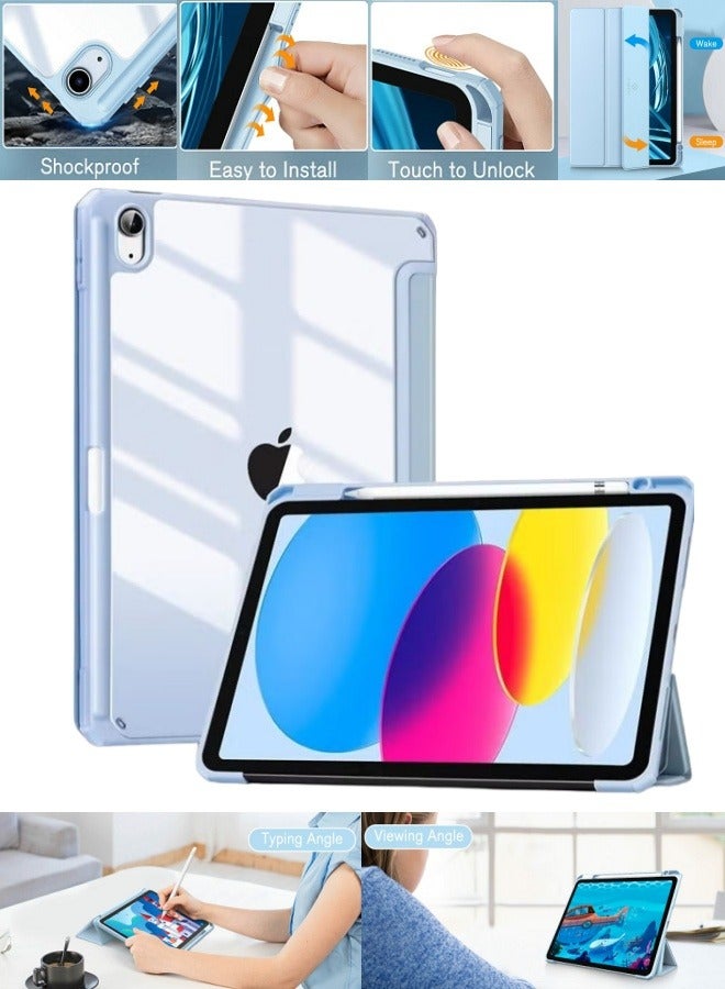 BESTPEAK Clear protective case for iPad (A16) 11-inch (2025 model) and iPad 10-inch (2022 model)  Features a flexible back cover  tri-fold kickstand  Apple Pencil storage slot  auto sleep wake function  drop and water resistance  and is made of durable silicone - Image 1