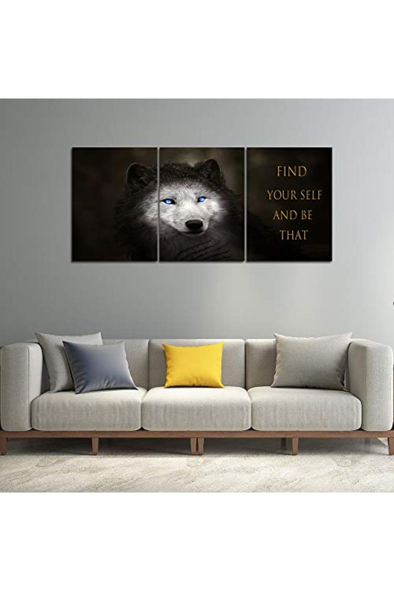 Yetaryy 3 Panels Wolf Picture Posters Motivational Wall Art Decor - Image 3