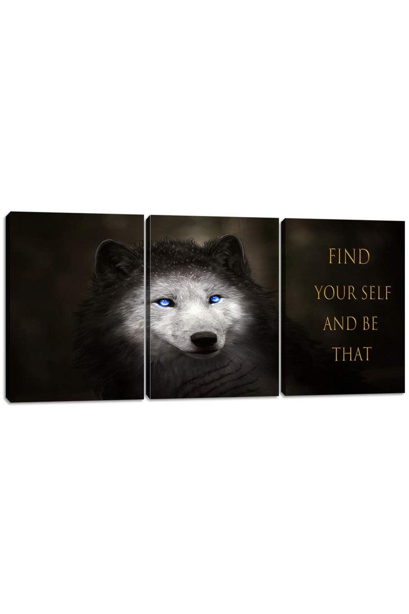Yetaryy 3 Panels Wolf Picture Posters Motivational Wall Art Decor - Image 1