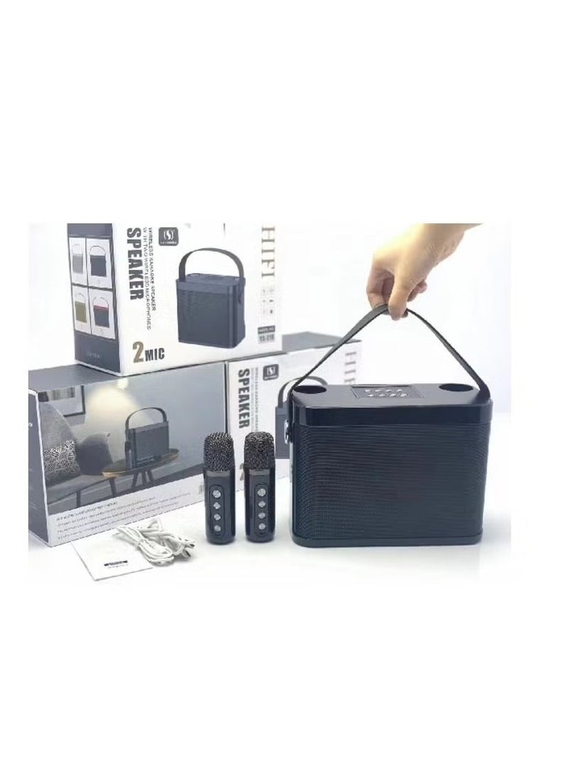 SU.YOSD YS-219 Karaoke Machine with 2 Wireless Microphones, Portable Bluetooth Speaker, LED Lights, FM Radio, Rechargeable Battery for Home, Parties & Travel – Perfect for Singing, Music, and Entertainment - Image 1