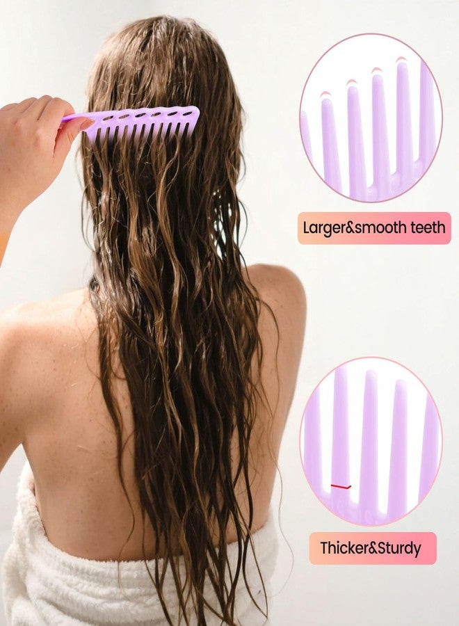 EHBELIF 6PCS Professional Hair Comb Set for Women & Men Rat Tail, Wide & Fine Tooth Combs for Curly Hair, Braiding, Barber Styling, Cutting & Parting (Purple) - Image 2