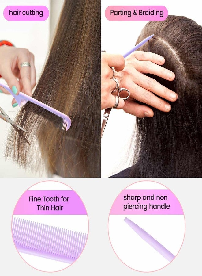EHBELIF 6PCS Professional Hair Comb Set for Women & Men Rat Tail, Wide & Fine Tooth Combs for Curly Hair, Braiding, Barber Styling, Cutting & Parting (Purple) - Image 3