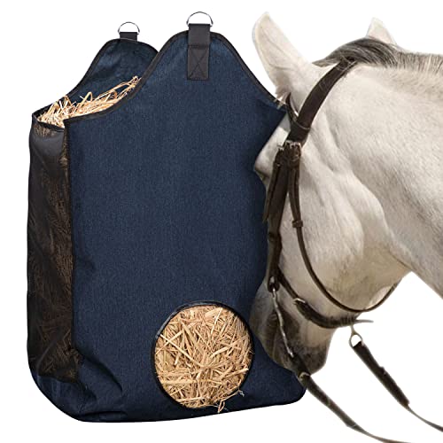 ZELARMAN Hay Bags for Horse, Large Capacity Feeding Bag, Hay Nets for Sheep, Goats, Open Feed Hole Hay Feeder for Slow Feeding (Blue) - Image 1