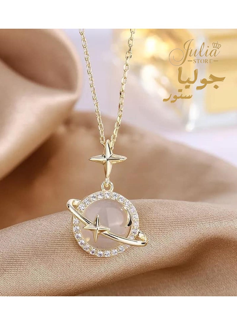 Julia Store Delicate Opal Planet Necklace  - Image 4