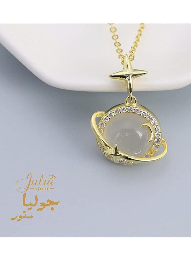 Julia Store Delicate Opal Planet Necklace  - Image 5