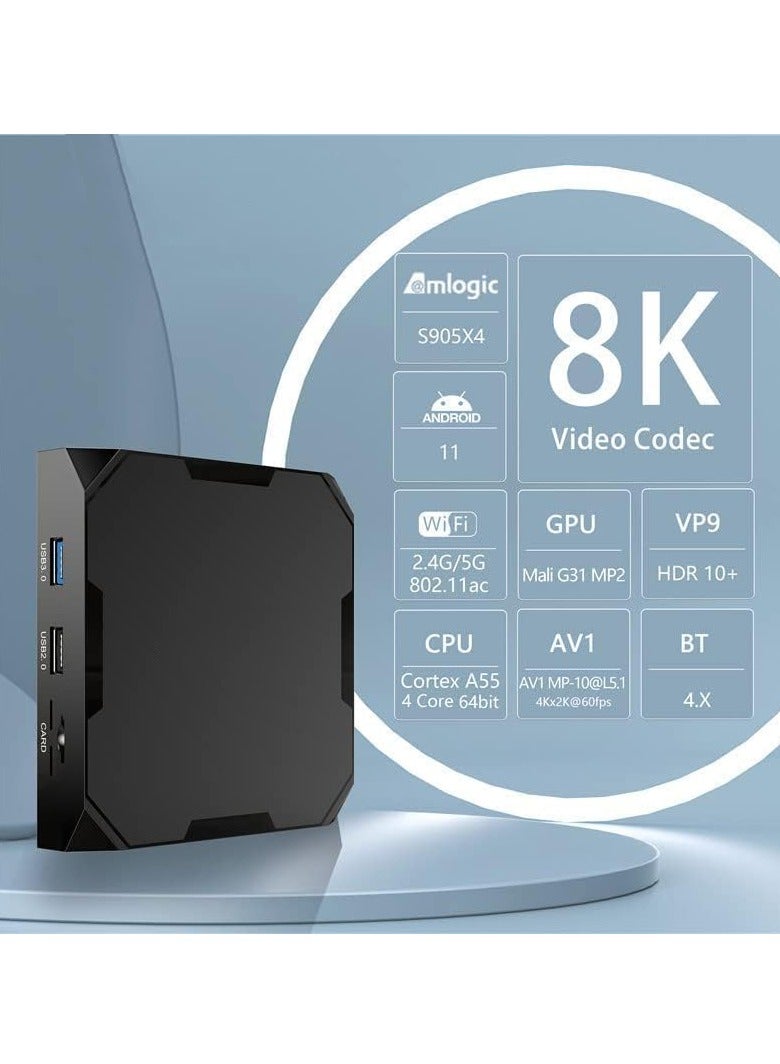 8K HDR Media Player TV Box, Android 11 X96 Max Plus Ultra, Amlogic S905X4 4GB 64GB 2.4G 5G Dual WiFi BT4.0 Support AV1 H.265 - Image 4