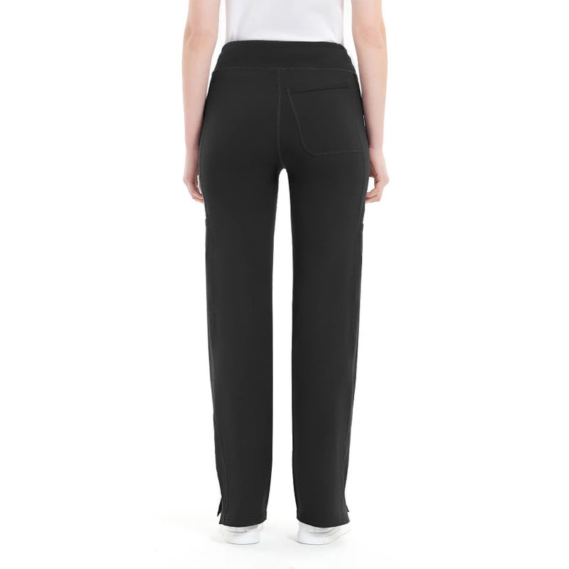 QBK Yoga Scrub Pants Women Mid Rise Yoga Work Pants- Five Pocket Cargo Scrub Pant (XXX-Large, Black) - Image 2