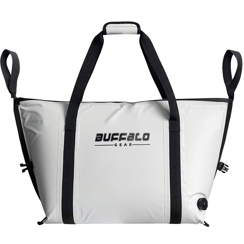 Buffalo Gear Insulated Fish Bag Cooler Flat Bottom-45QT Fishing Cooler Bag Wateroproof Fish Kill Bag (White) - Image 1