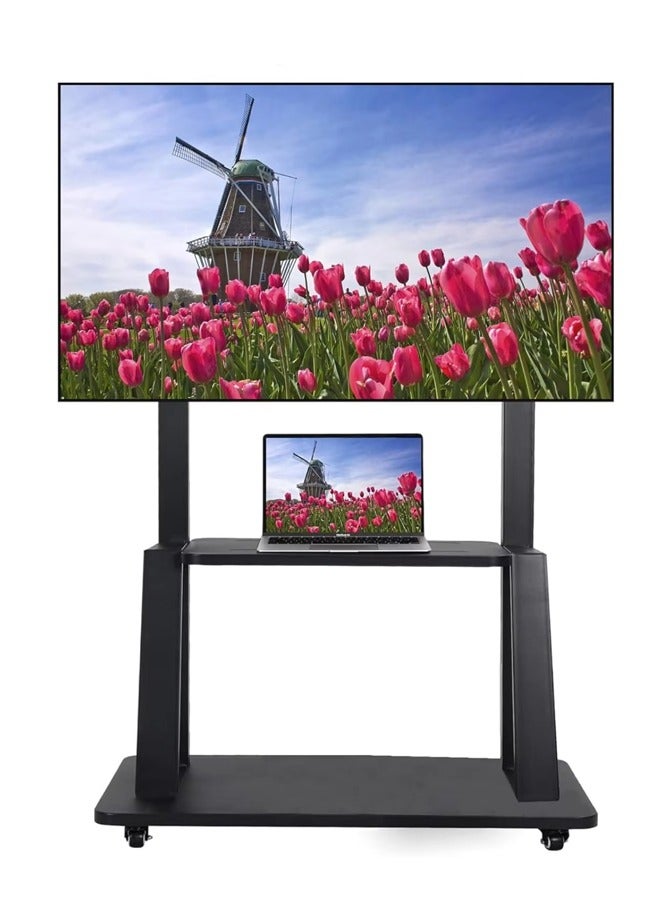 Rolling TV Stand with Lockable Wheels, Height Adjustment TV Floor Stand, Suitable for 32-70" Heavy Duty Mobile Rolling TV Cart LCD LED OLED Flat Screens, Smart Board can Hold Up to 130 Lbs  - Image 1