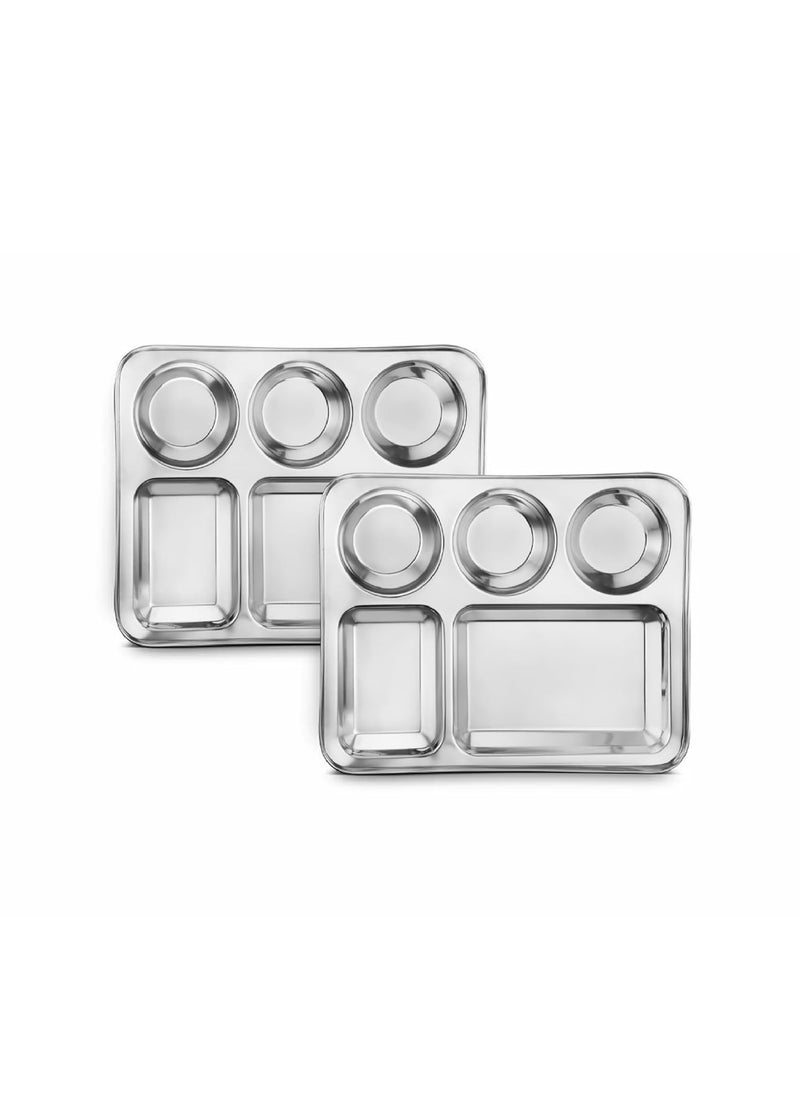 Classic Essentials CLASSIC ESSENTIALS Stainless Steel Compartment Plate Bhojan Thali, Lunch/Dinner Plate  - Image 1