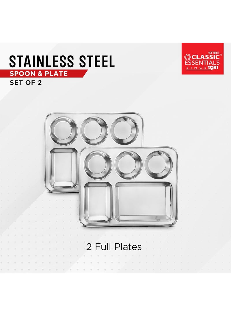 Classic Essentials CLASSIC ESSENTIALS Stainless Steel Compartment Plate Bhojan Thali, Lunch/Dinner Plate  - Image 4