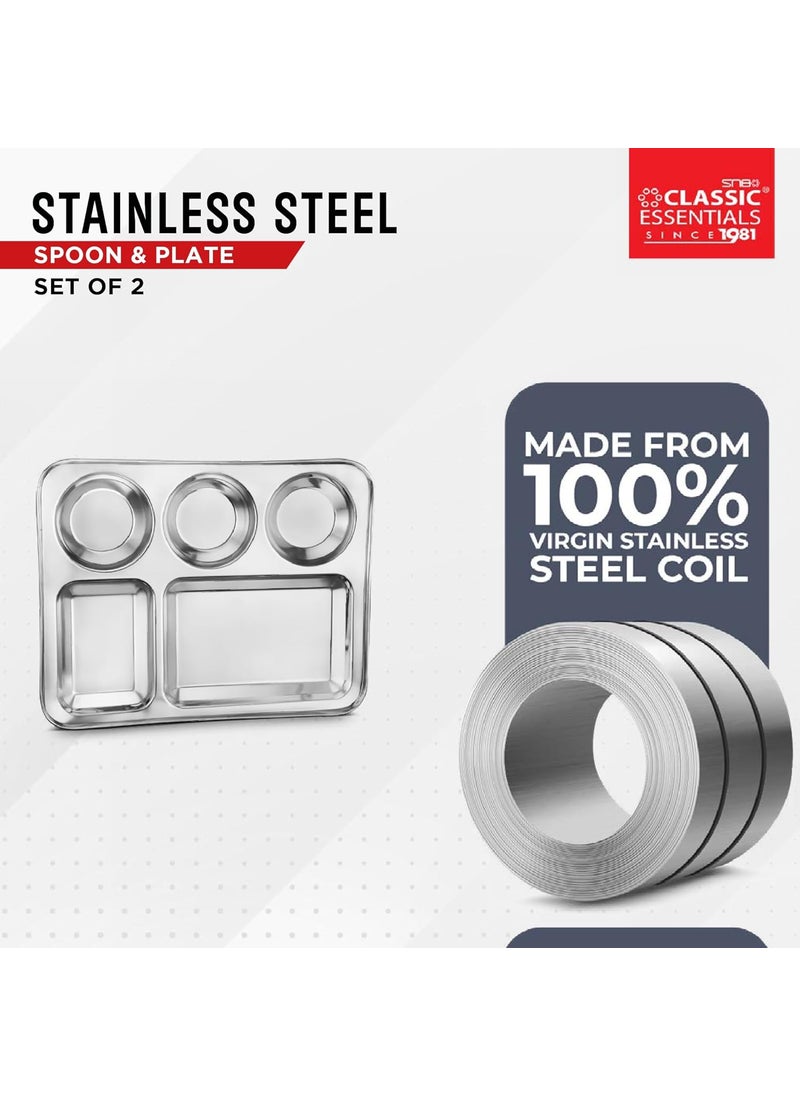 Classic Essentials CLASSIC ESSENTIALS Stainless Steel Compartment Plate Bhojan Thali, Lunch/Dinner Plate  - Image 5