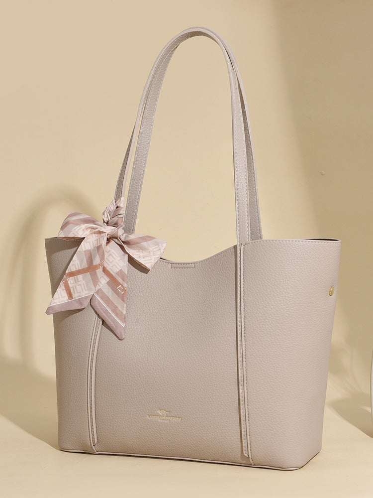 Bag Women'S Bag New Shoulder Bag Large Capacity Retro Solid Color Silk Scarf Handbag Commuter Tote Bag Hair - Image 4