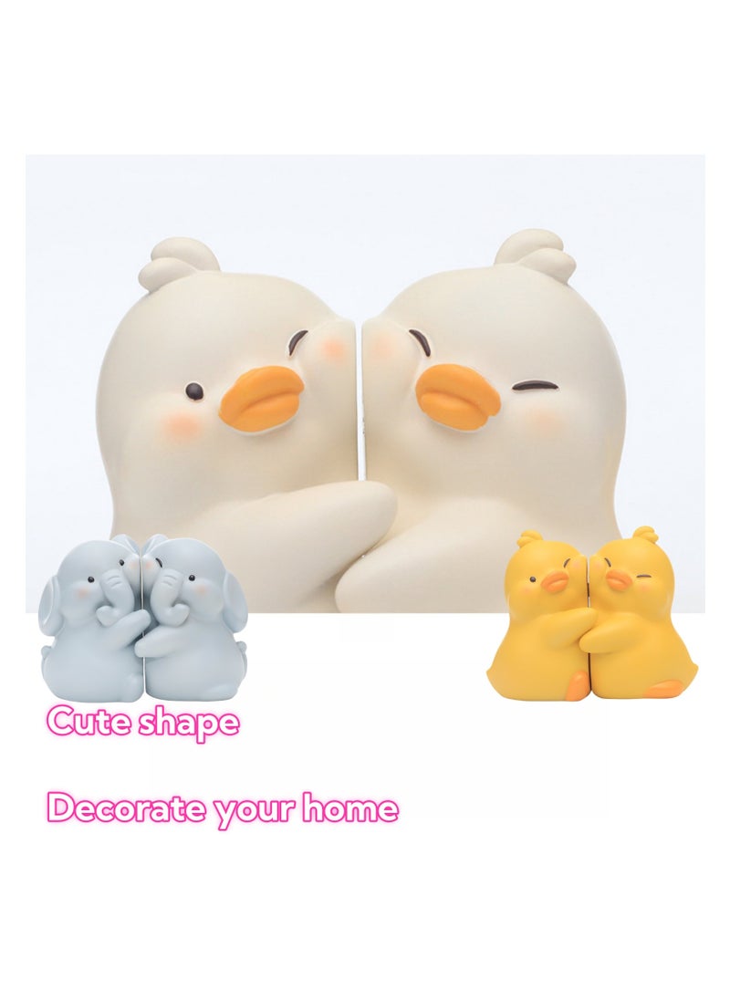 NOVOLAN NOVOLAN Animal Hug Bookends, Cute Animal Decorative Book Stands for Modern Minimalist Office & Living Room Decor, Dual Function Bookends & Decorative Ornaments, for Bookshelves, Desks (Yellow)  - Image 3