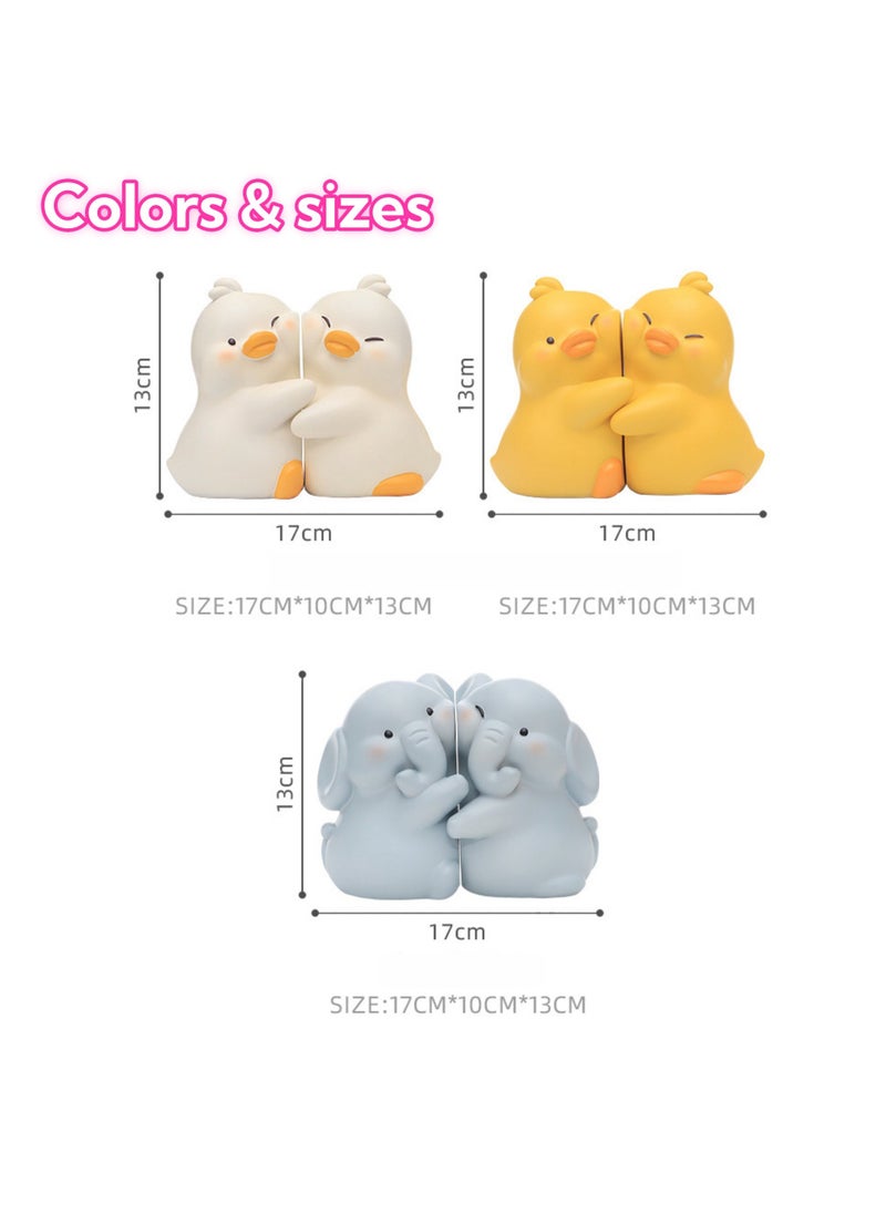 NOVOLAN NOVOLAN Animal Hug Bookends, Cute Animal Decorative Book Stands for Modern Minimalist Office & Living Room Decor, Dual Function Bookends & Decorative Ornaments, for Bookshelves, Desks (Yellow)  - Image 5