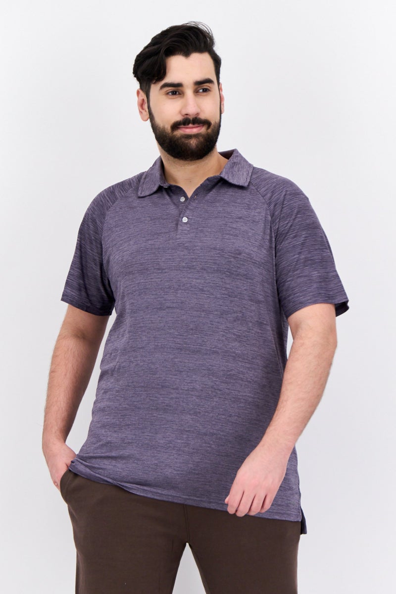 MOTION Men Sportswear Fit Short Sleeve Outdoor Polo Shirts, Purple - Image 1