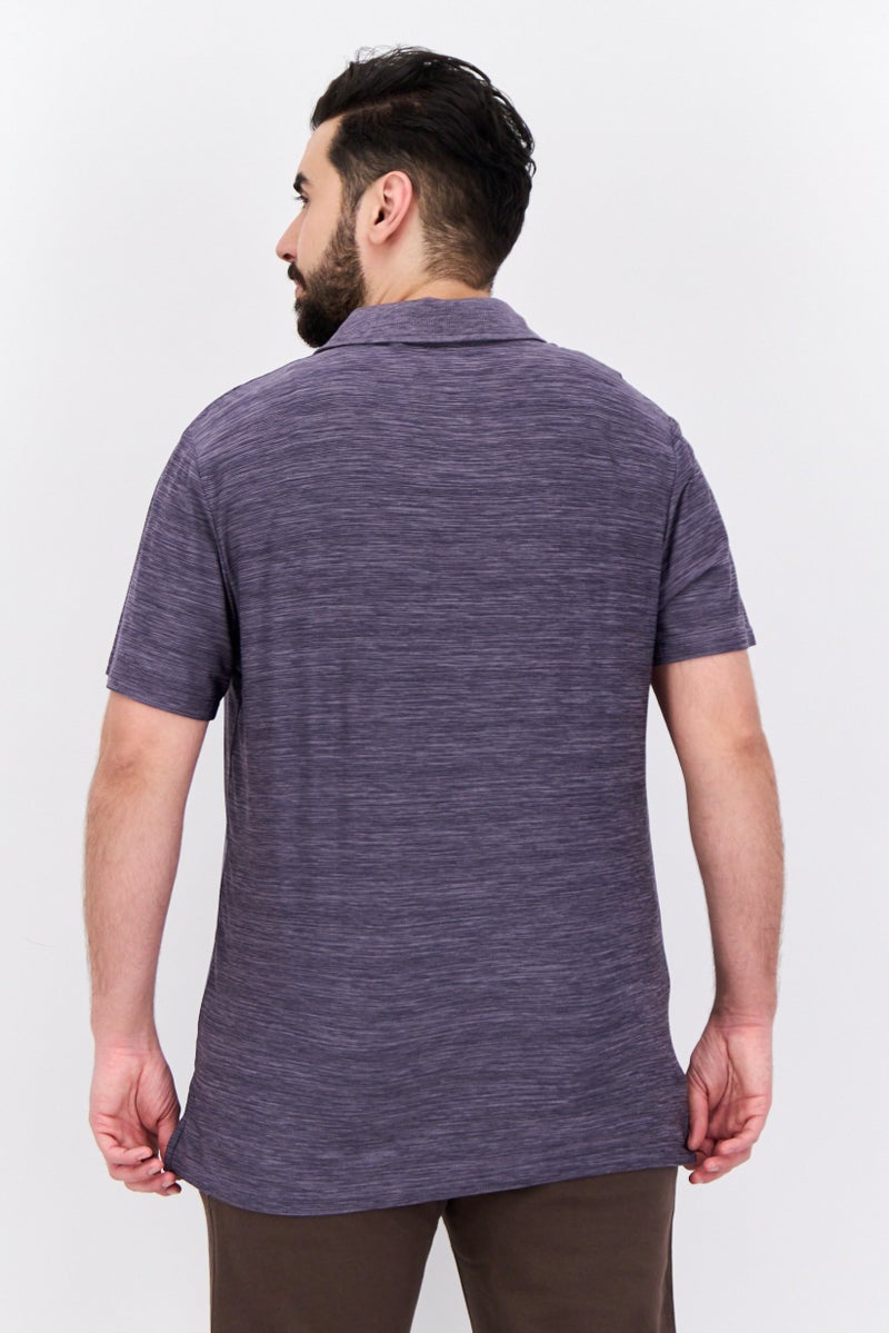 MOTION Men Sportswear Fit Short Sleeve Outdoor Polo Shirts, Purple - Image 3