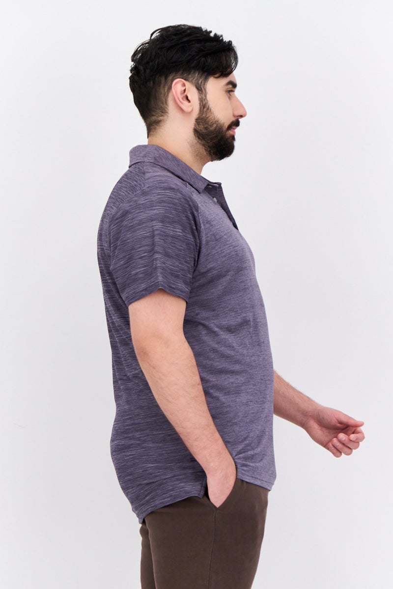 MOTION Men Sportswear Fit Short Sleeve Outdoor Polo Shirts, Purple - Image 2