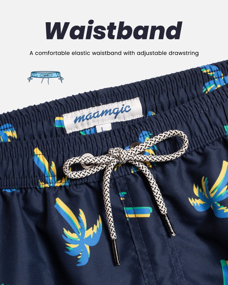 maamgic Mens Swim Trunks Quick Dry Swim Shorts with Mesh Lining Funny Swimwear Bathing Suits 7inch Dark Blue Luminous Coconut Large - Image 3