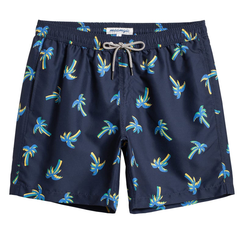 maamgic Mens Swim Trunks Quick Dry Swim Shorts with Mesh Lining Funny Swimwear Bathing Suits 7inch Dark Blue Luminous Coconut Large - Image 1